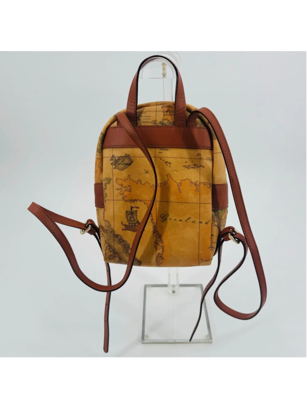 Alviero Martini 1A Classe Geo Map Print Small Backpack Beige Brown